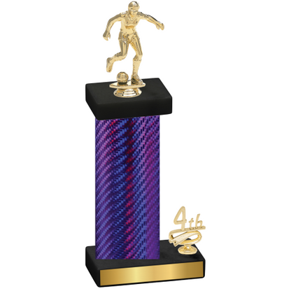 Accented Single Purple Carbon Fiber Fourth Place Soccer Trophy