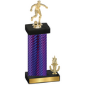 Accented Single Purple Carbon Fiber Victory Soccer Trophy