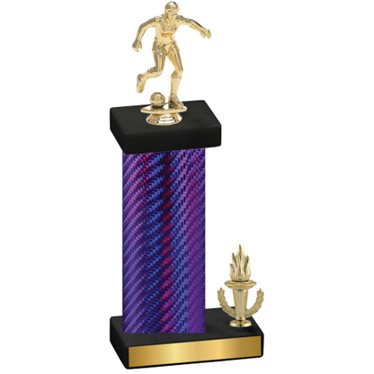 Accented Single Purple Carbon Fiber Victory Soccer Trophy