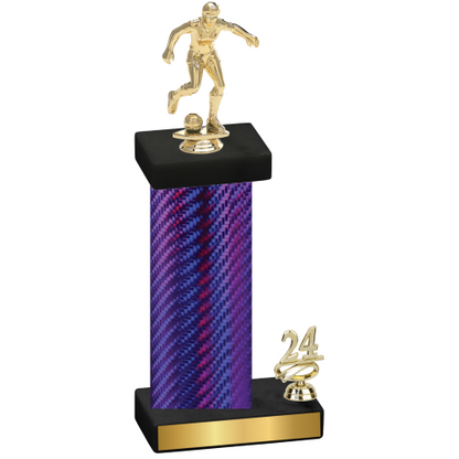 Accented Single Purple Carbon Fiber Year Soccer Trophy