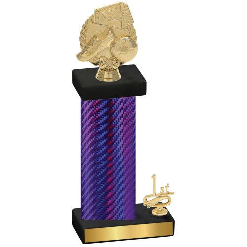 Accented Single Purple Carbon Fiber First Place Soccer Trophy