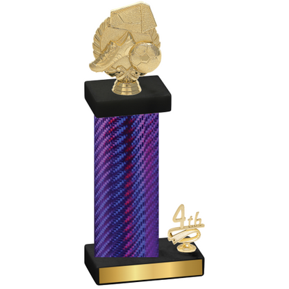 Accented Single Purple Carbon Fiber Fourth Place Soccer Trophy