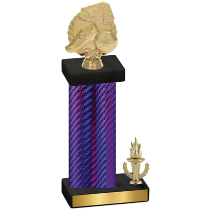Accented Single Purple Carbon Fiber Victory Soccer Trophy