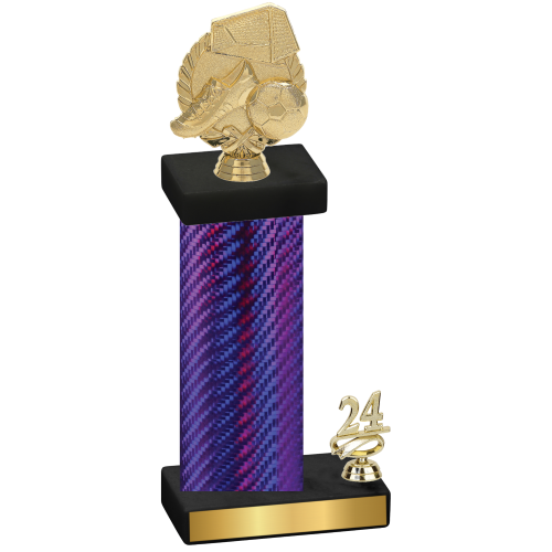 Accented Single Purple Carbon Fiber Year Soccer Trophy