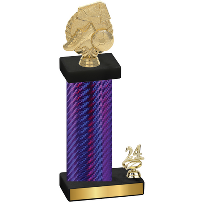 Accented Single Purple Carbon Fiber Year Soccer Trophy