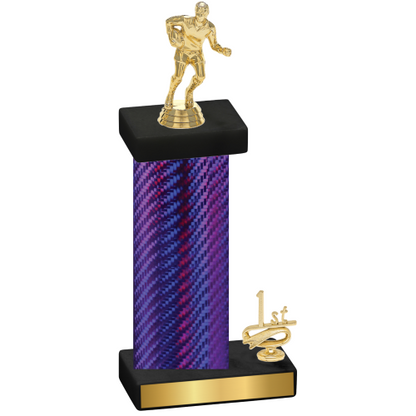 Accented Single Purple Carbon Fiber First Place Rugby Trophy