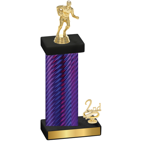 Accented Single Purple Carbon Fiber Second Place Rugby Trophy