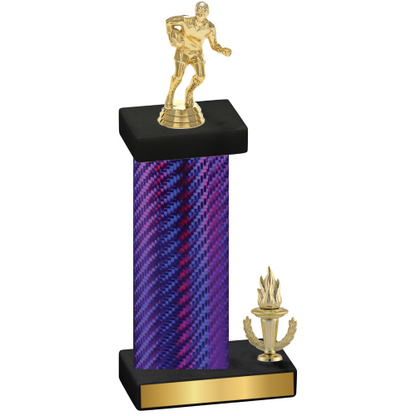 Accented Single Purple Carbon Fiber Victory Rugby Trophy