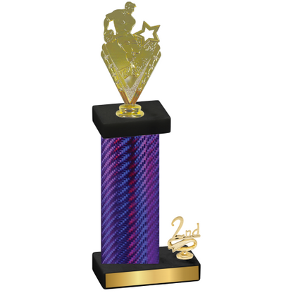 Accented Single Purple Carbon Fiber Second Place Rugby Trophy