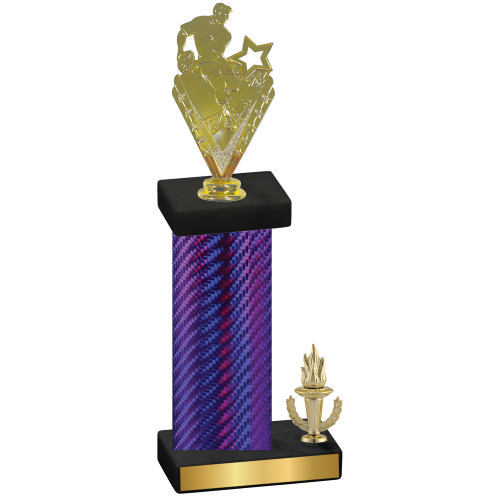 Accented Single Purple Carbon Fiber Victory Rugby Trophy