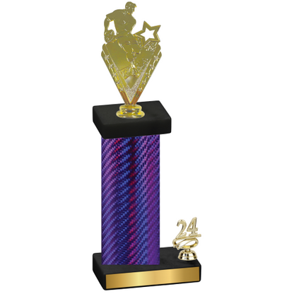 Accented Single Purple Carbon Fiber Year Rugby Trophy