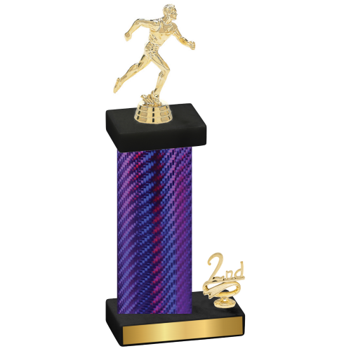 Accented Single Purple Carbon Fiber Second Place Running Trophy