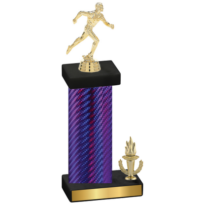 Accented Single Purple Carbon Fiber Victory Running Trophy