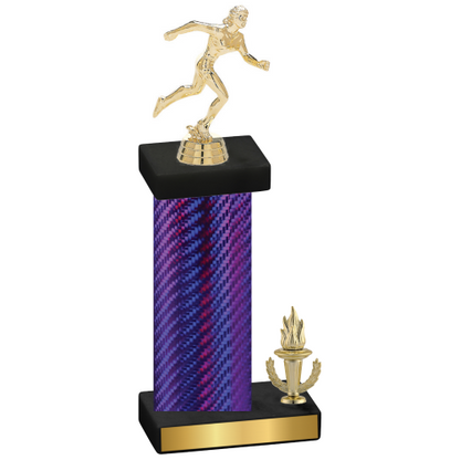 Accented Single Purple Carbon Fiber Victory Running Trophy