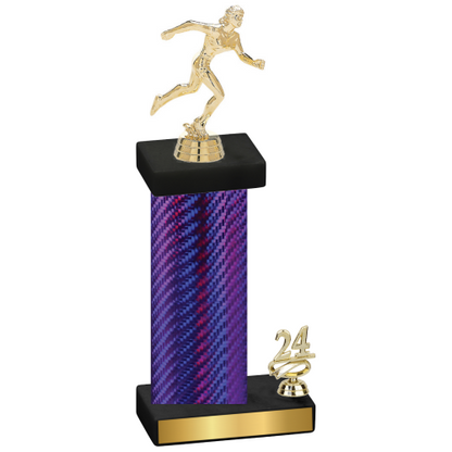 Accented Single Purple Carbon Fiber Year Running Trophy