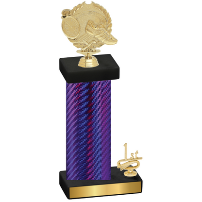 Accented Single Purple Carbon Fiber First Place Running Trophy