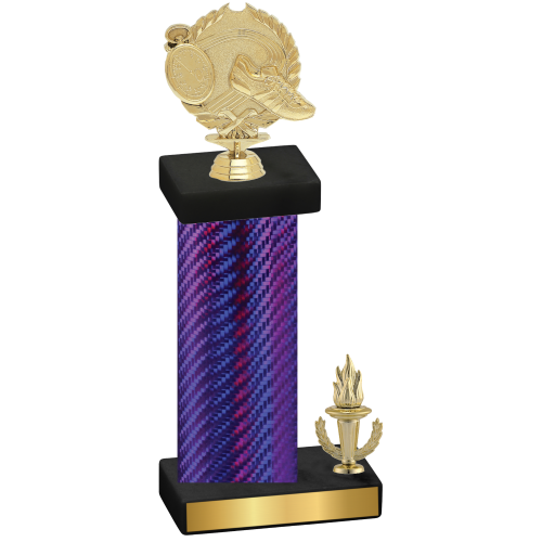 Accented Single Purple Carbon Fiber Victory Running Trophy