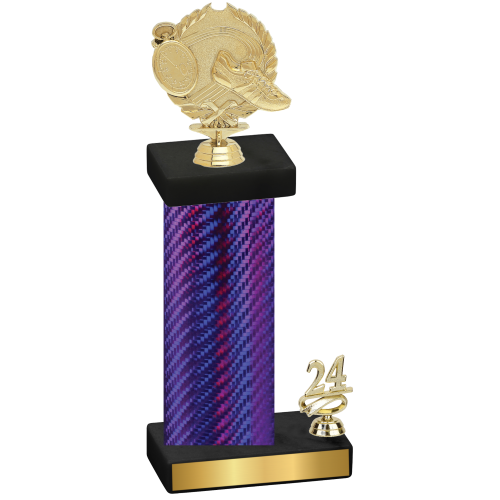 Accented Single Purple Carbon Fiber Year Running Trophy