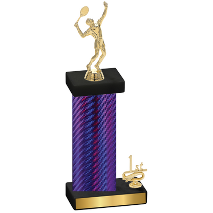 Accented Single Purple Carbon Fiber First Place Tennis Trophy