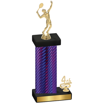 Accented Single Purple Carbon Fiber Fourth Place Tennis Trophy