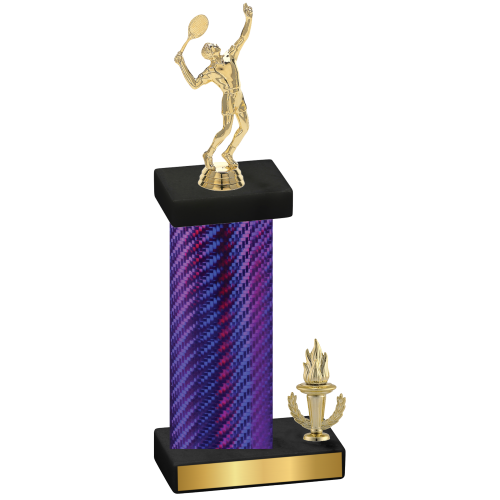 Accented Single Purple Carbon Fiber Victory Tennis Trophy