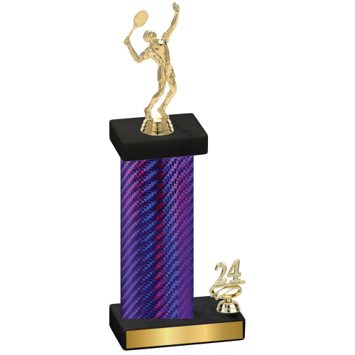 Accented Single Purple Carbon Fiber Year Tennis Trophy