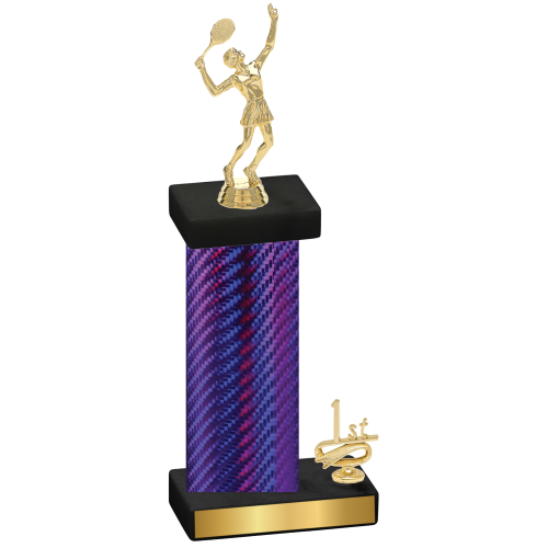 Accented Single Purple Carbon Fiber First Place Tennis Trophy