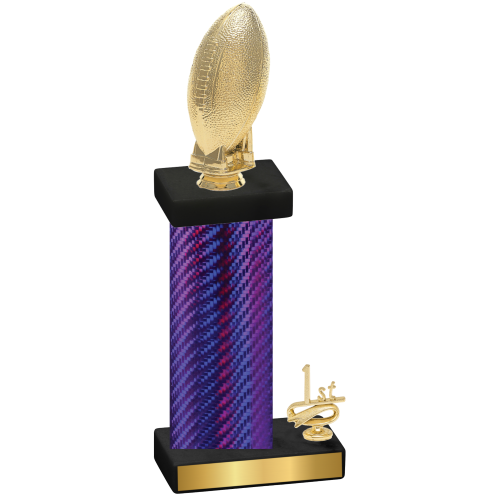 Accented Single Purple Carbon Fiber First Place Football Trophy