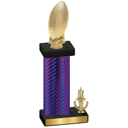 Accented Single Purple Carbon Fiber Victory Football Trophy