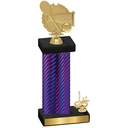 Accented Single Purple Carbon Fiber First Place Tennis Trophy