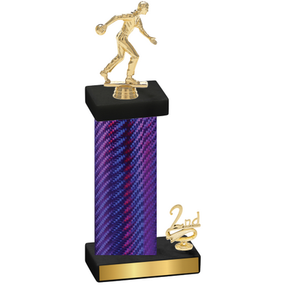 Accented Single Purple Carbon Fiber Second Place Bowling Trophy