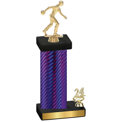 Accented Single Purple Carbon Fiber Year Bowling Trophy