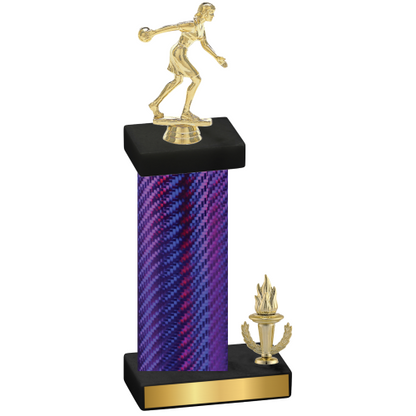 Accented Single Purple Carbon Fiber Victory Bowling Trophy