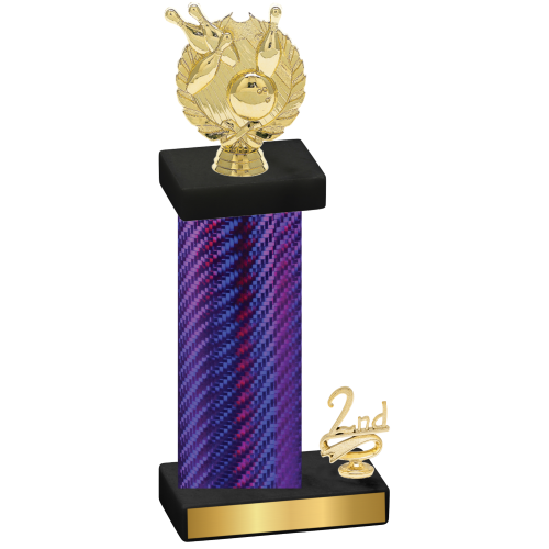 Accented Single Purple Carbon Fiber Second Place Bowling Trophy