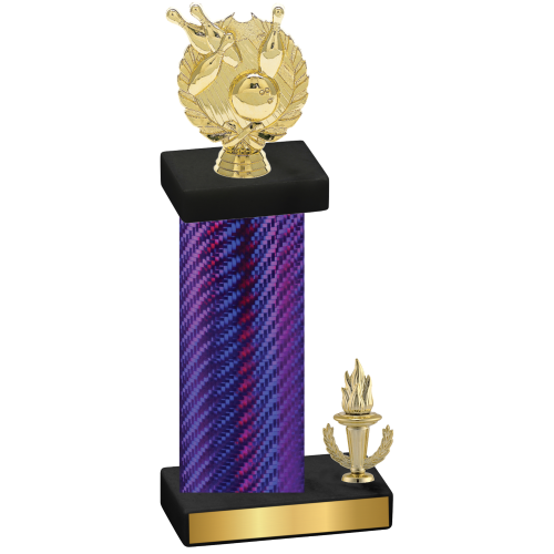 Accented Single Purple Carbon Fiber Victory Bowling Trophy