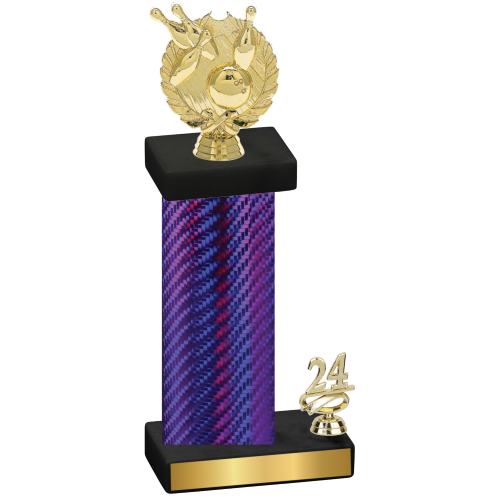 Accented Single Purple Carbon Fiber Year Bowling Trophy