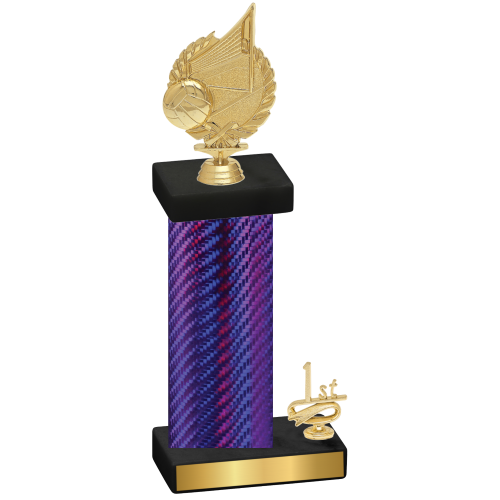 Accented Single Purple Carbon Fiber First Place Volleyball Trophy