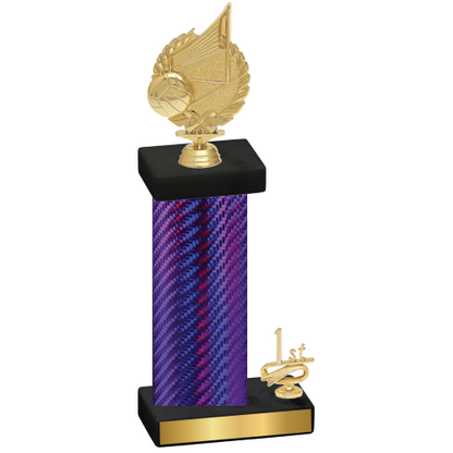 Accented Single Purple Carbon Fiber First Place Volleyball Trophy