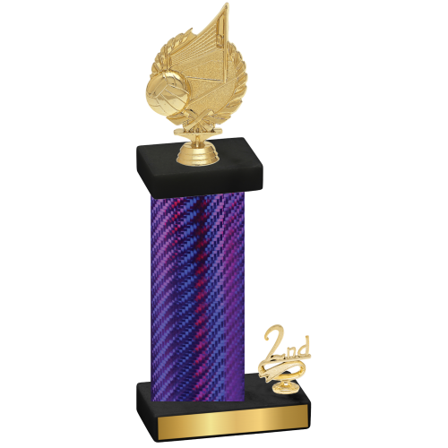 Accented Single Purple Carbon Fiber Second Place Volleyball Trophy