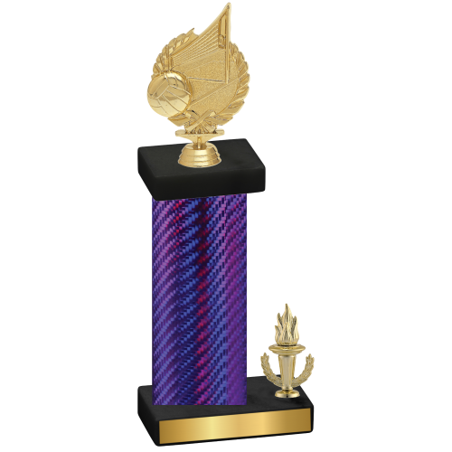 Accented Single Purple Carbon Fiber Victory Volleyball Trophy