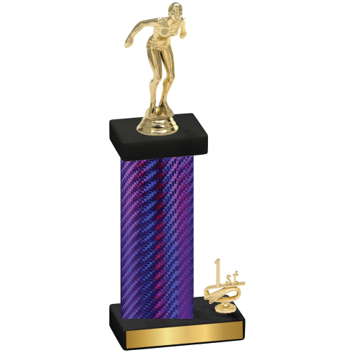 Accented Single Purple Carbon Fiber First Place Tennis Trophy