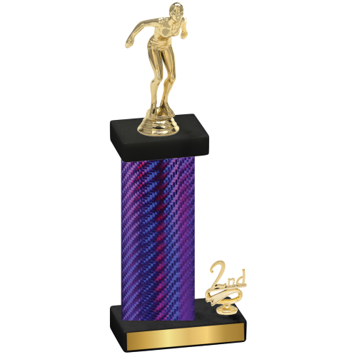 Accented Single Purple Carbon Fiber Second Place Tennis Trophy