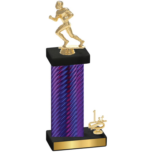 Accented Single Purple Carbon Fiber First Place Football Trophy