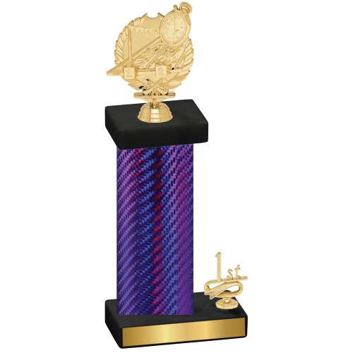 Accented Single Purple Carbon Fiber First Place Swimming Trophy