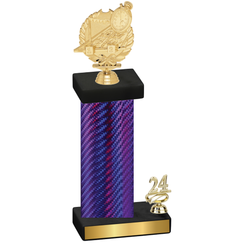 Accented Single Purple Carbon Fiber Year Swimming Trophy