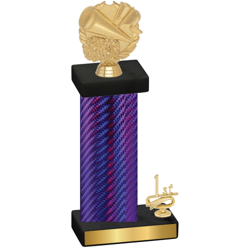 Accented Single Purple Carbon Fiber First Place Cheerleading Trophy