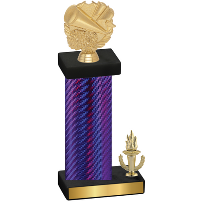 Accented Single Purple Carbon Fiber Victory Cheerleading Trophy