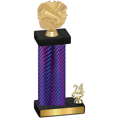 Accented Single Purple Carbon Fiber Year Cheerleading Trophy