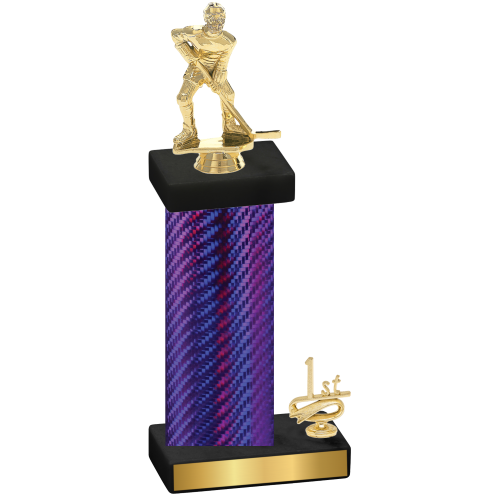 Accented Single Purple Carbon Fiber First Place Hockey Trophy