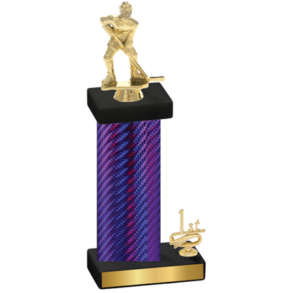 Accented Single Purple Carbon Fiber First Place Hockey Trophy